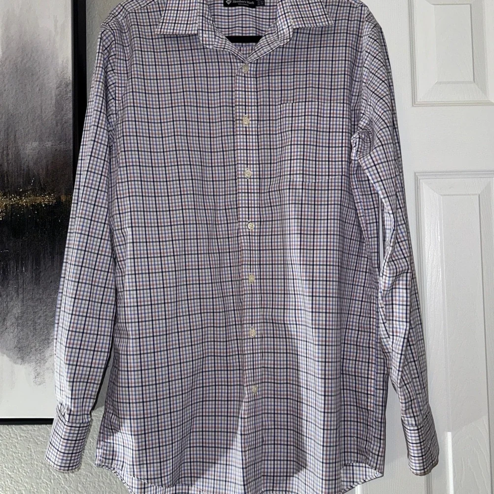 Blue and White Casual Gingham Button Down Shirt - Picture 2 of 6